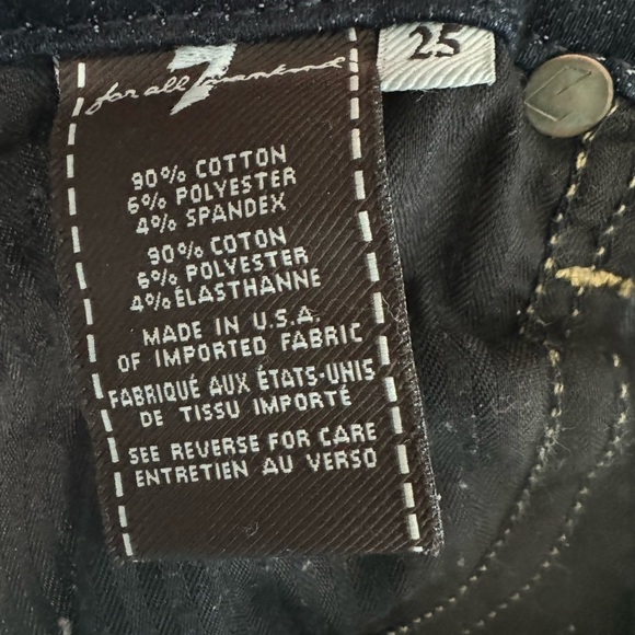 7 For All Mankind Kimmie Straight Leg Mid-rise Jeans Dark Wash Size 25 - Picture 2 of 8